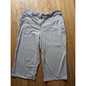 Karen Scott Woman Beige Capri Pants 20W Cotton/Spandex Elastic Waist Stretch Cas